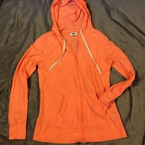 Light weight zip up hoodie sweatshirt bright peach